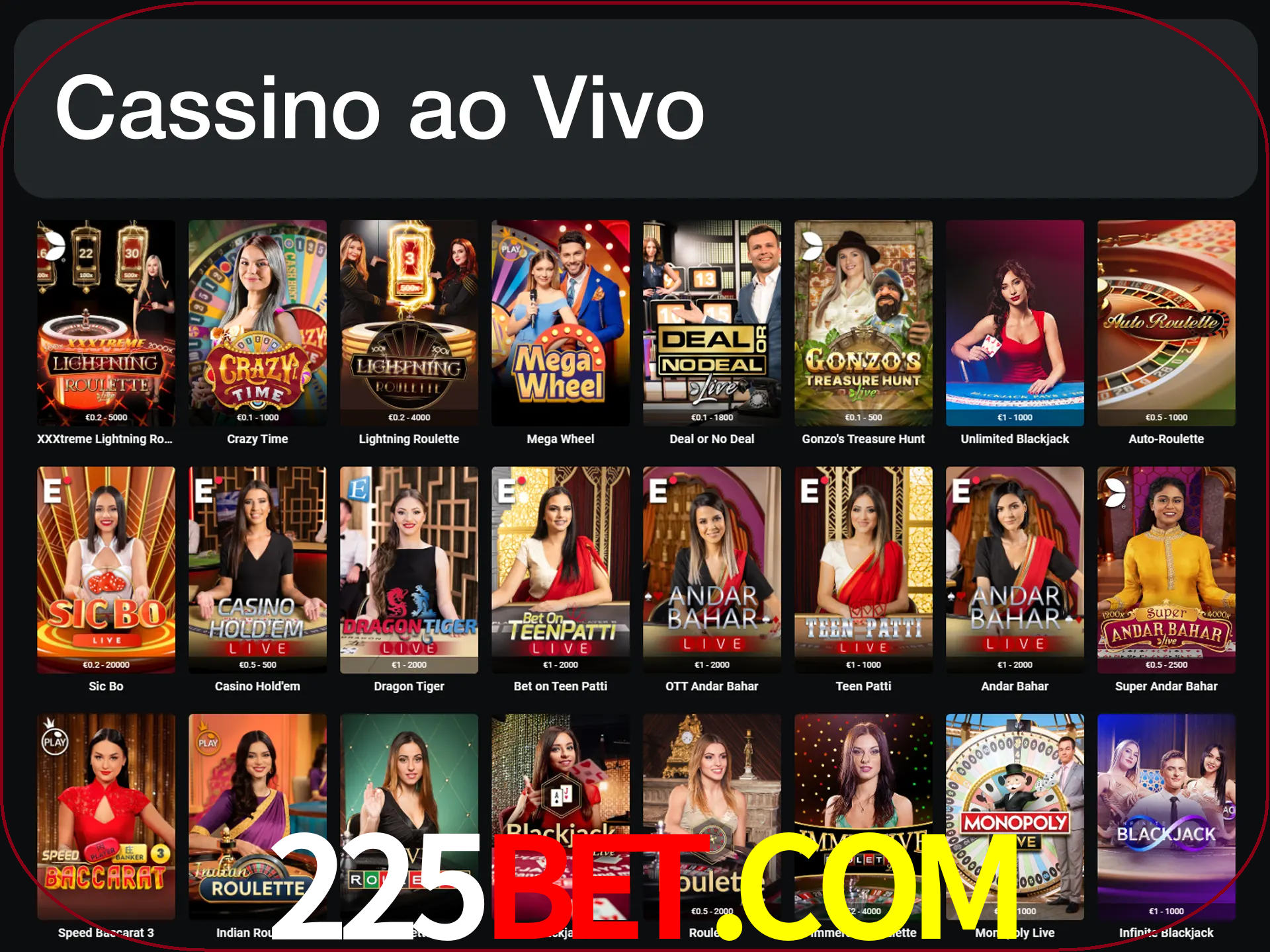 Jogue jogos de cassino com um verdadeiro dealer.